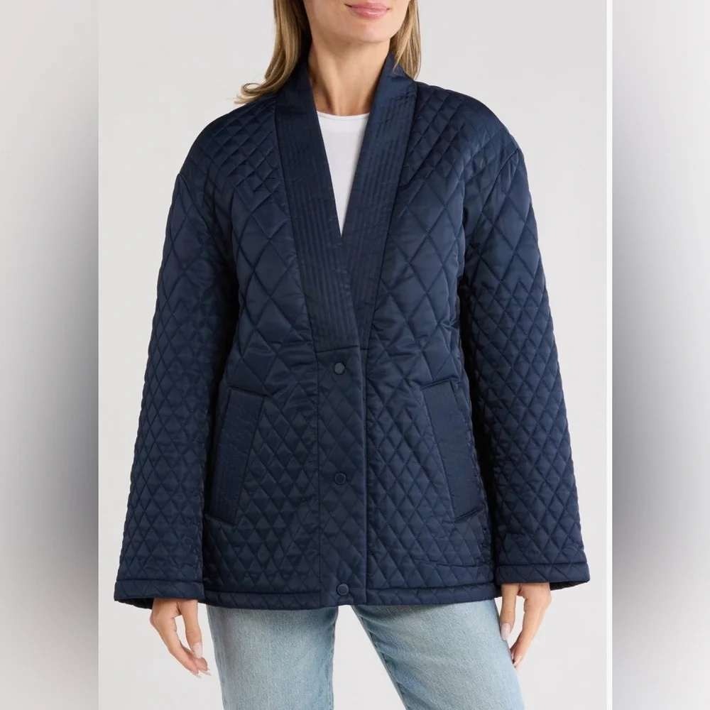 Rebecca Minkoff Shawl Collar Quilted Kimono Jacket Sz XL Oversized Puffer Coat